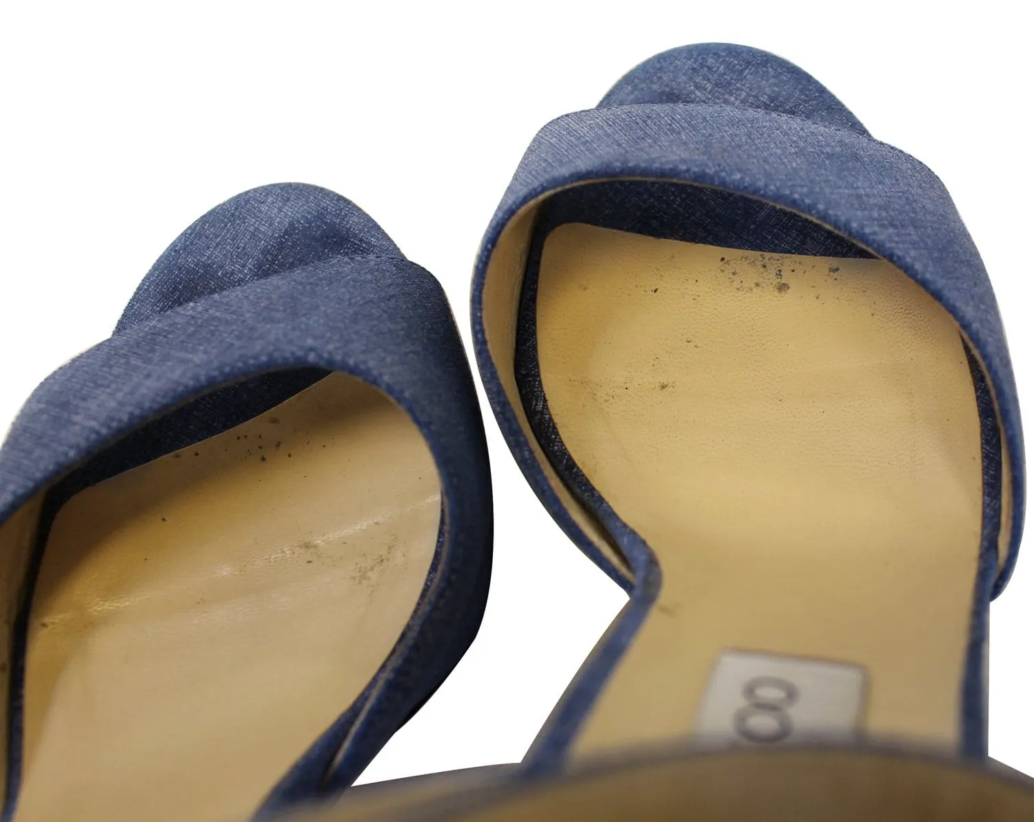 JIMMY CHOO Kayden Denim Platform Sandals Blue Size 39.1/2 - Sale