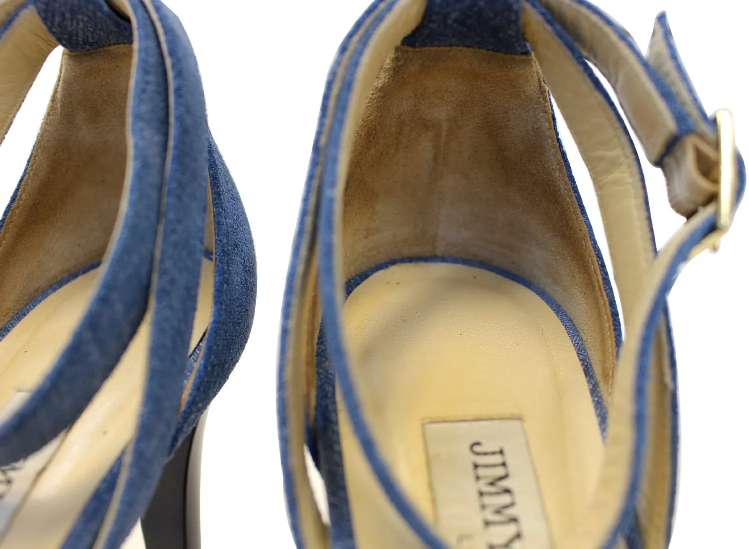 JIMMY CHOO Kayden Denim Platform Sandals Blue Size 39.1/2 - Sale