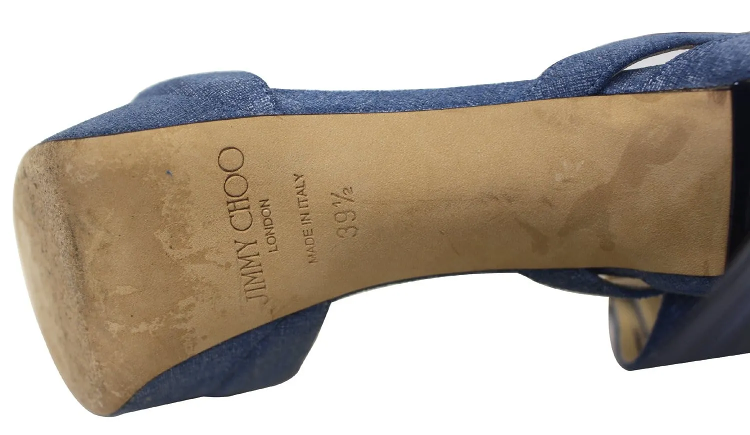 JIMMY CHOO Kayden Denim Platform Sandals Blue Size 39.1/2 - Sale