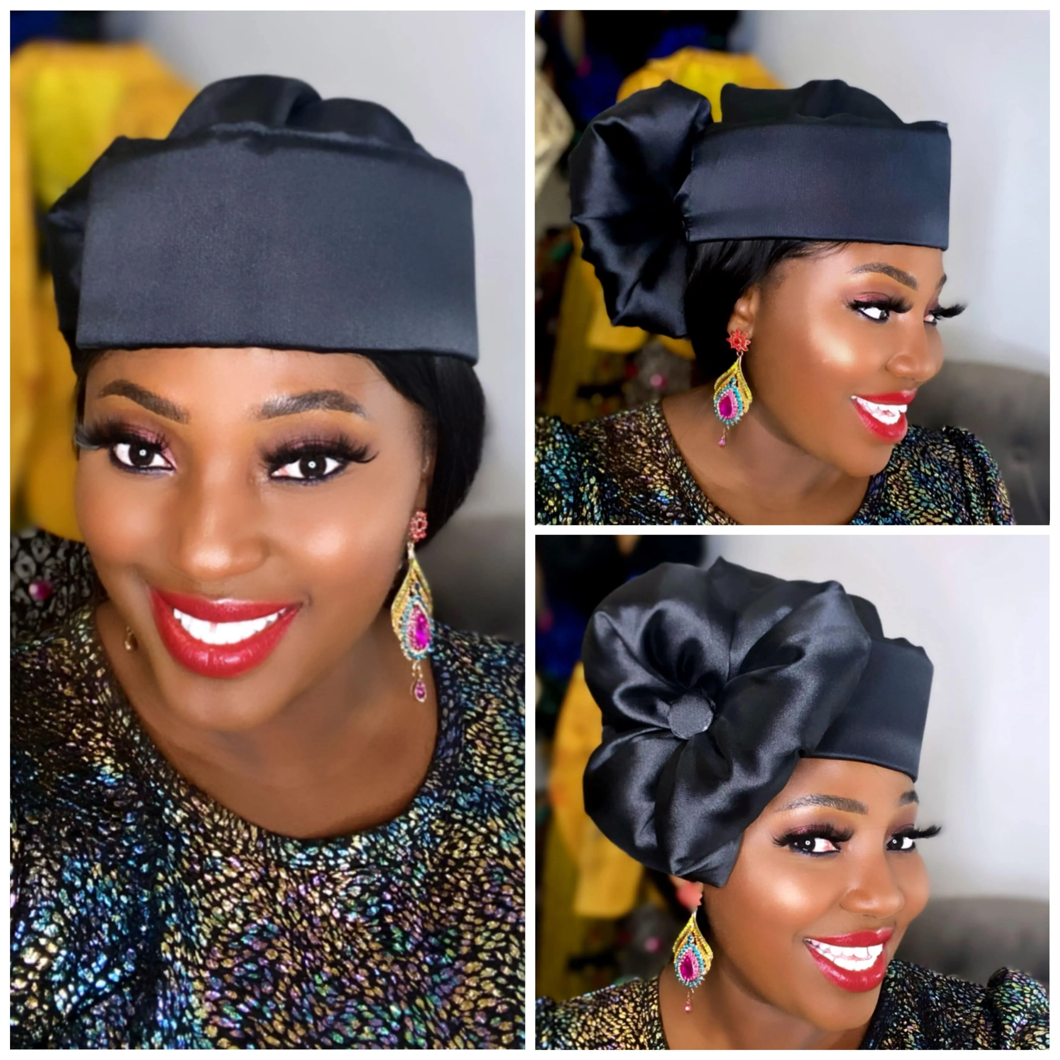 Joha Turban cap (Black)- Women's African turban hat