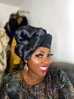 Joha Turban cap (Black)- Women's African turban hat