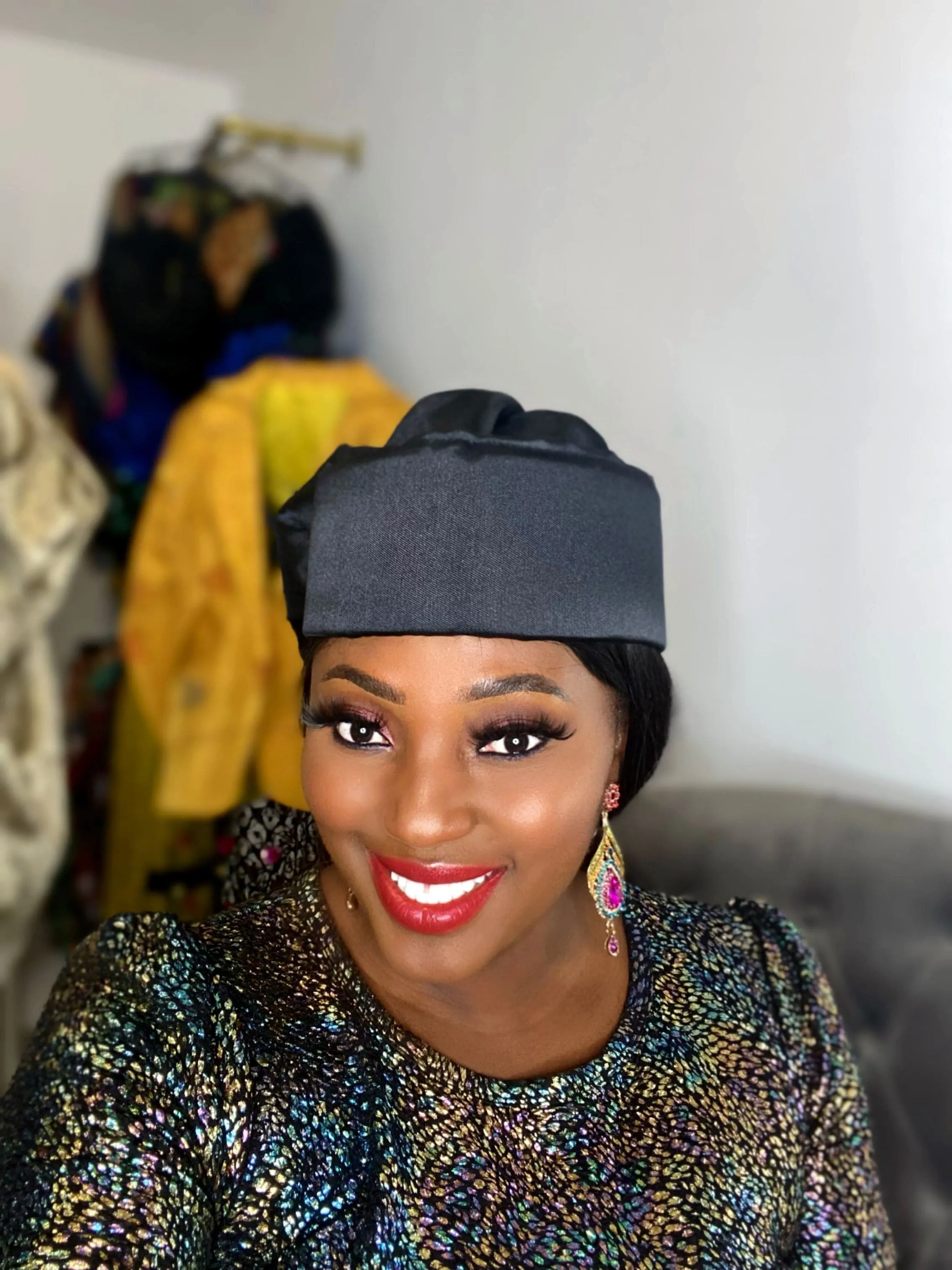 Joha Turban cap (Black)- Women's African turban hat