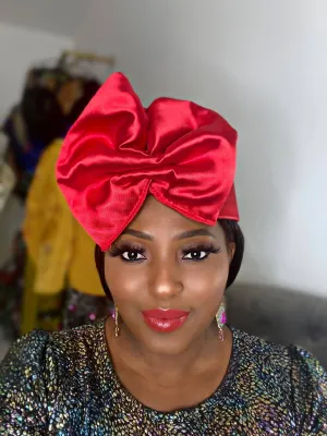 Joha Turban cap (Red)- Women's African turban hat