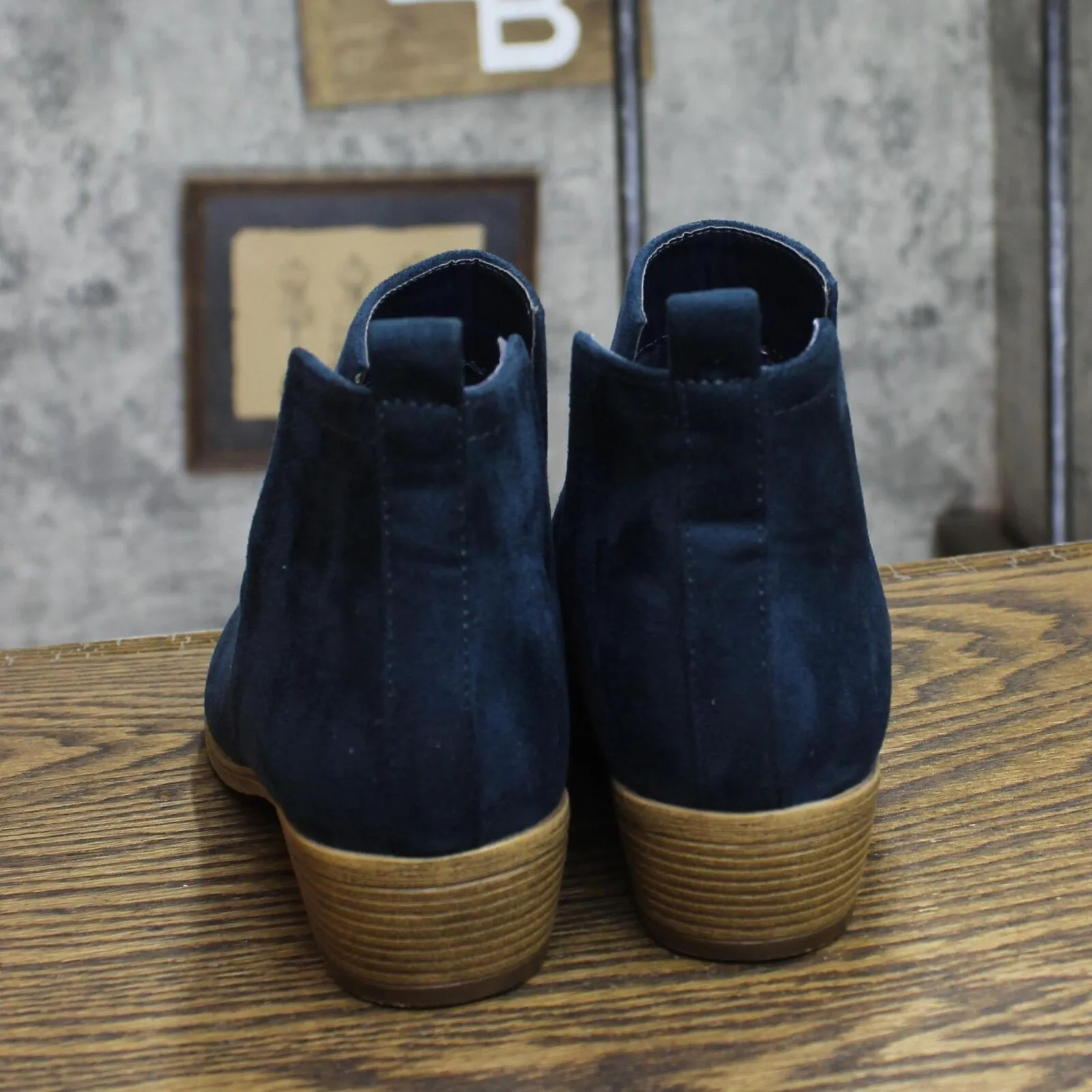 Journee Collection Womens Rimi Pull On Stacked Heel Booties RIMI-BLU Blue 6.5M