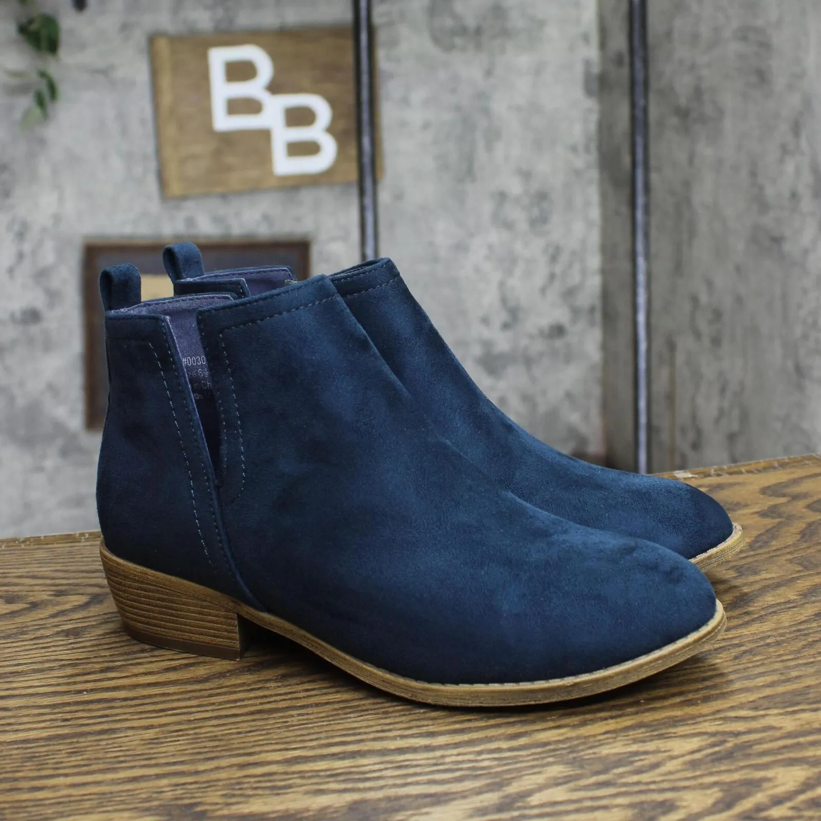 Journee Collection Womens Rimi Pull On Stacked Heel Booties RIMI-BLU Blue 6.5M