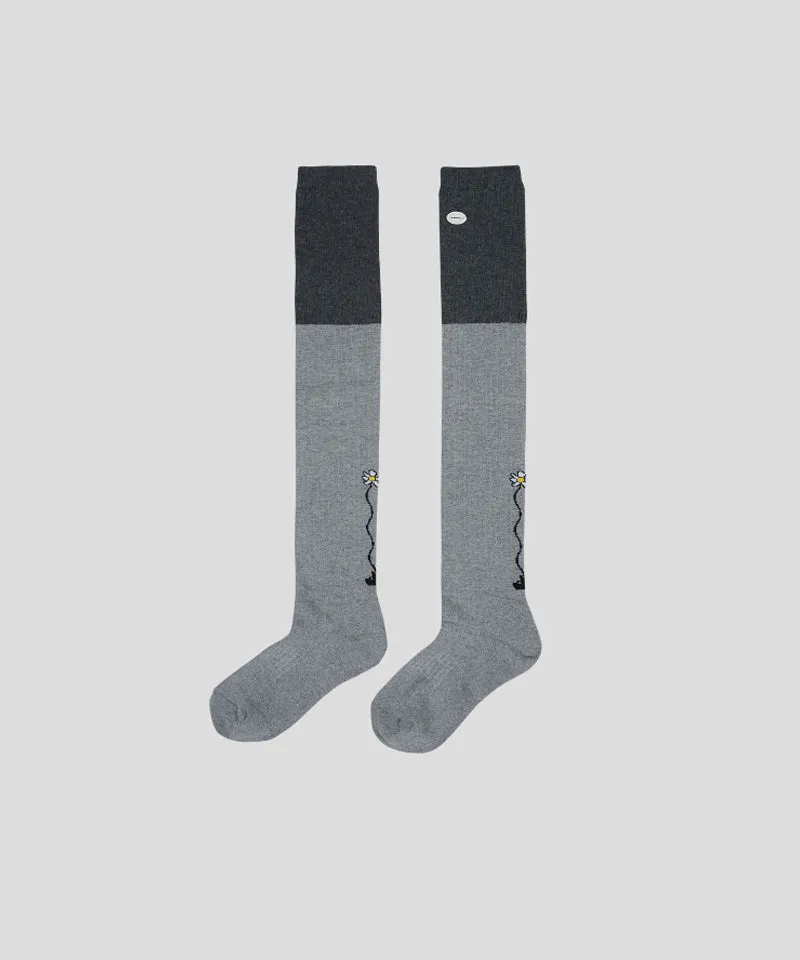 KANDINI 2pcs Color Block Knee Socks
