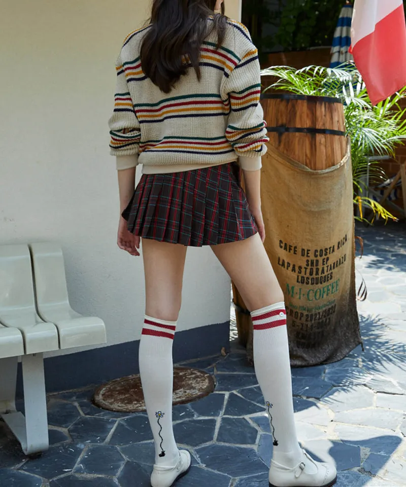 KANDINI 2pcs Color Block Knee Socks