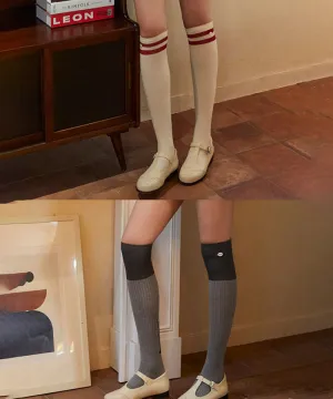 KANDINI 2pcs Color Block Knee Socks