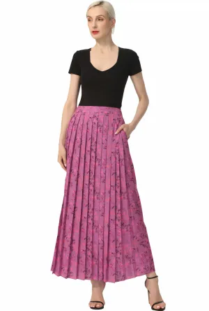 Kimi   Kai Women Print Box Pleat Maxi Skirt