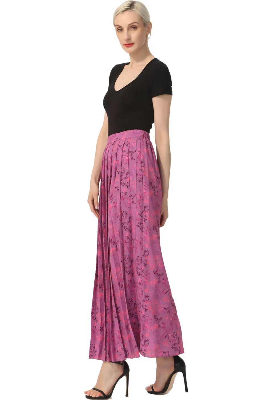 Kimi   Kai Women Print Box Pleat Maxi Skirt