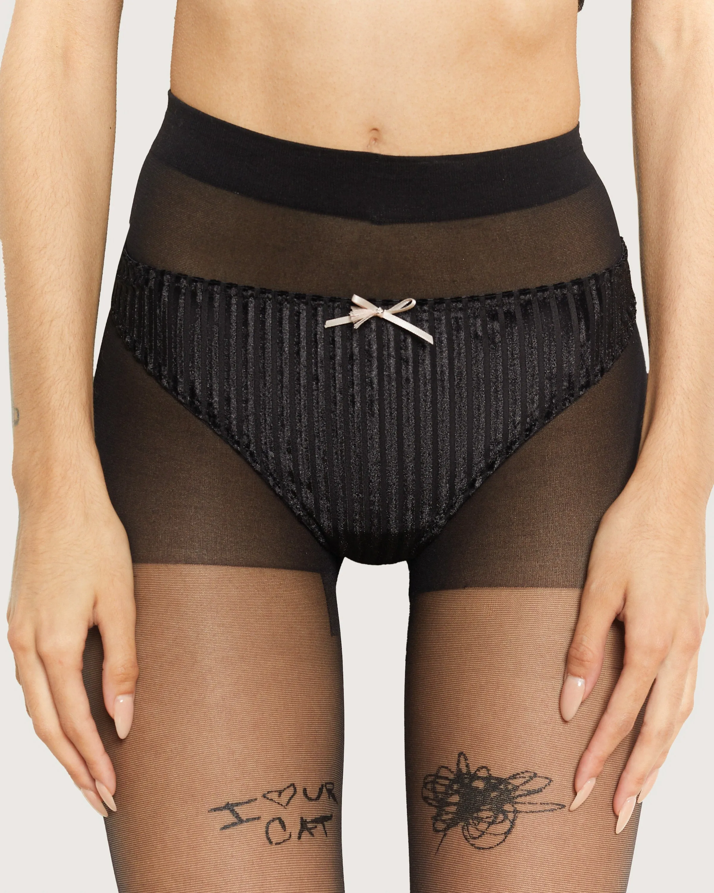 Kitty Girl Velvet Ribbed Hipster