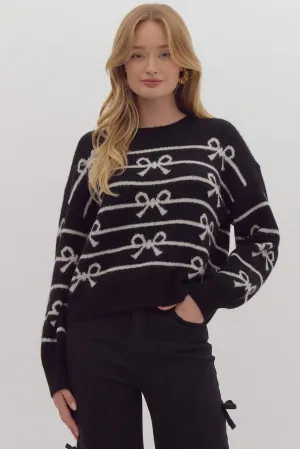Knit Bow Sweater {Black}