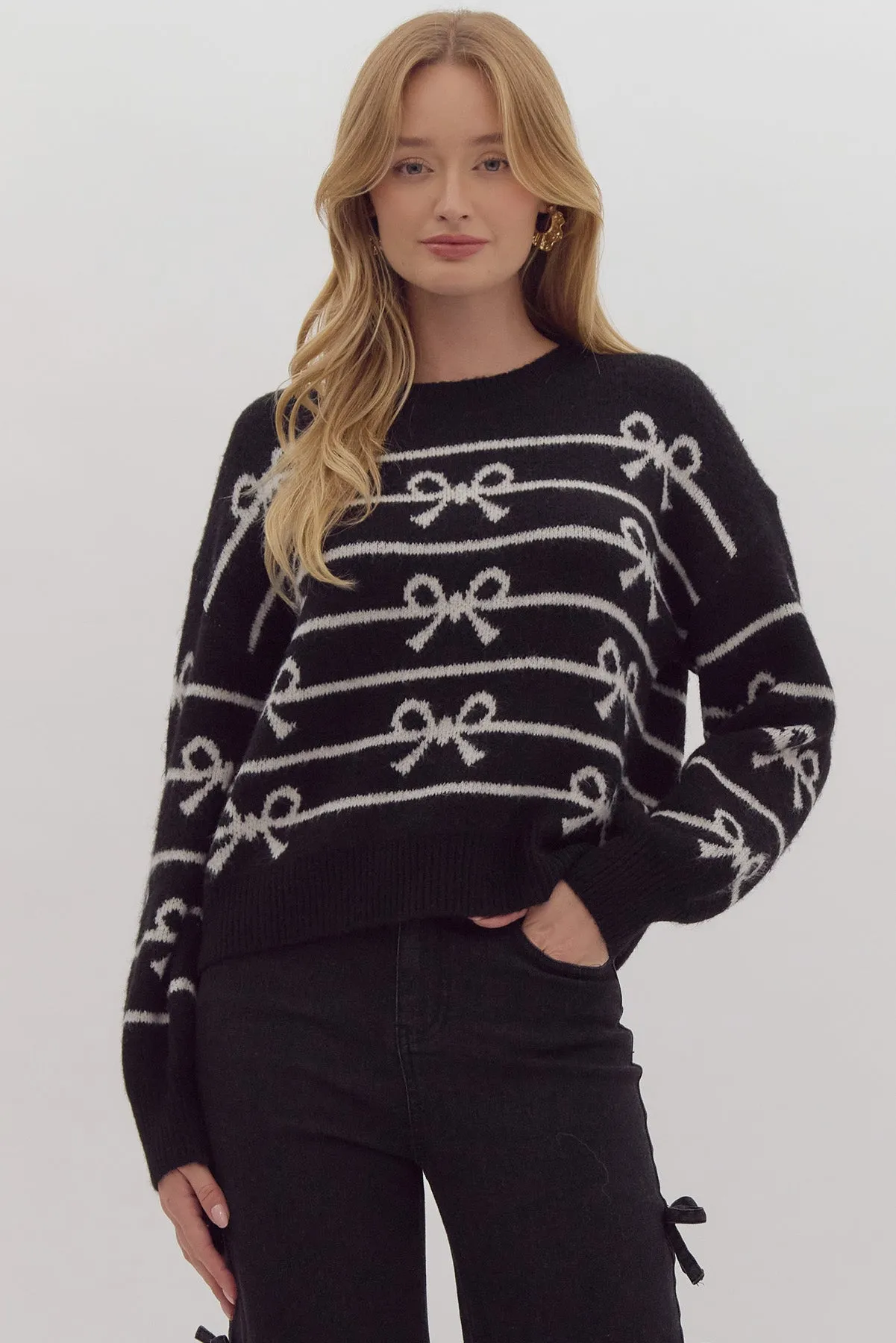 Knit Bow Sweater {Black}