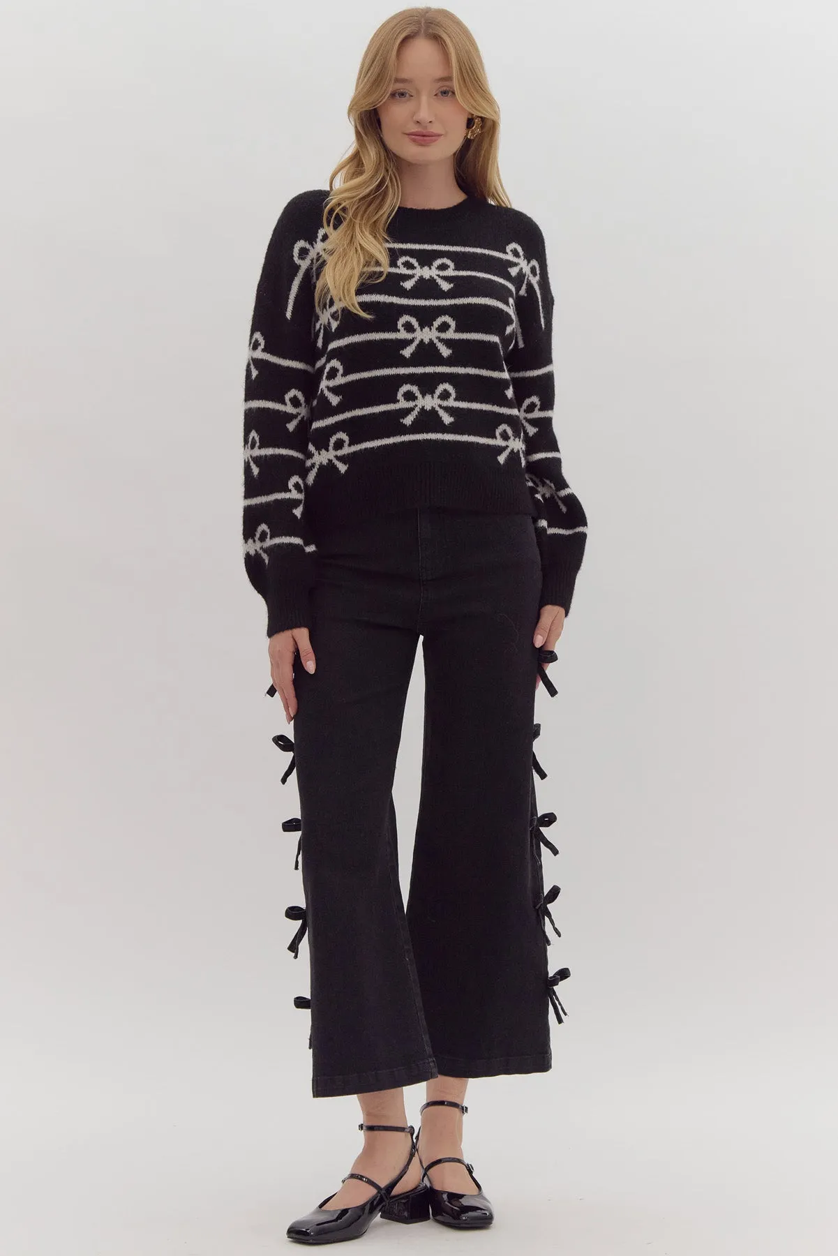 Knit Bow Sweater {Black}