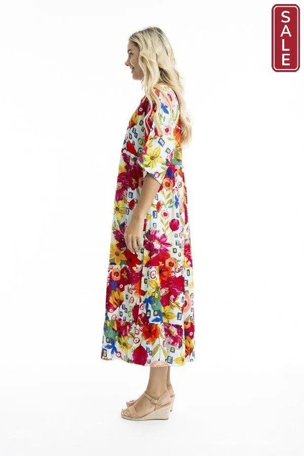 La Pelosa V Neckline Trim Maxi Dress Maxi