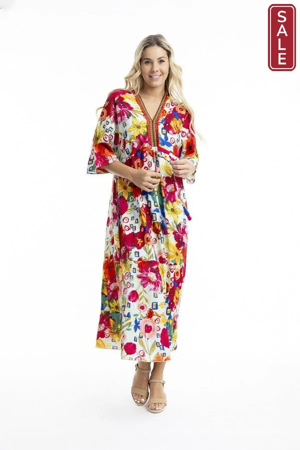 La Pelosa V Neckline Trim Maxi Dress Maxi