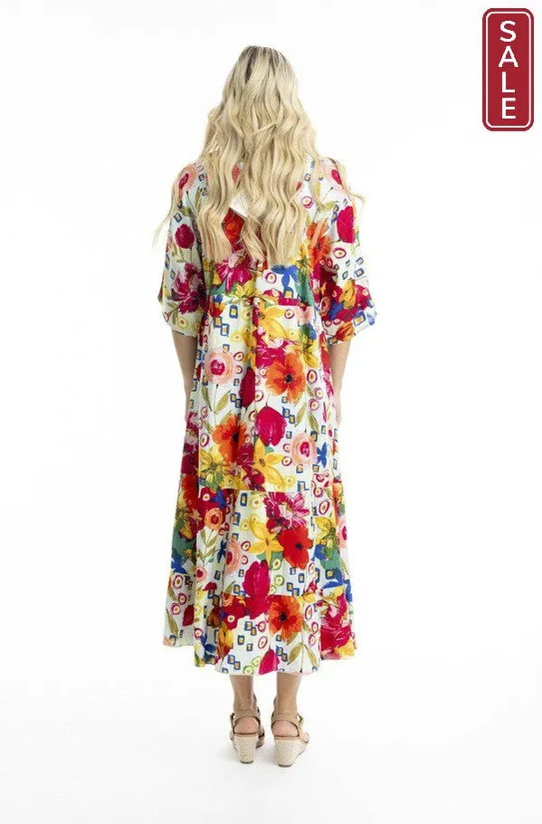 La Pelosa V Neckline Trim Maxi Dress Maxi