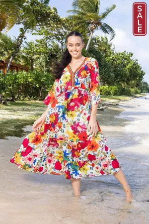 La Pelosa V Neckline Trim Maxi Dress Maxi