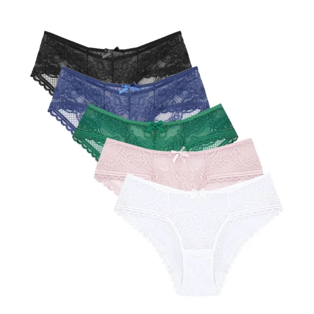 Ladies 5 Pack Mid Rise Floral Lace Underwear
