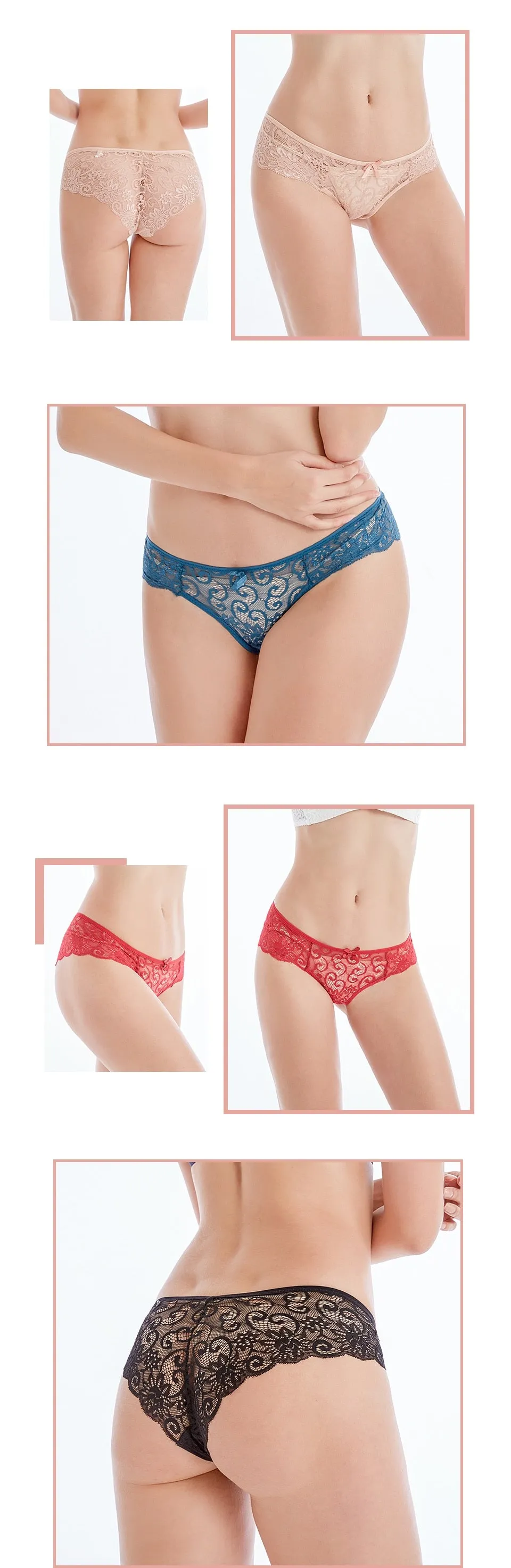 Ladies 5 Pack Mid Rise Floral Lace Underwear