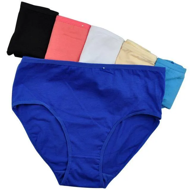 Ladies Plus Size 6 piece High Waist Lace Cotton Briefs