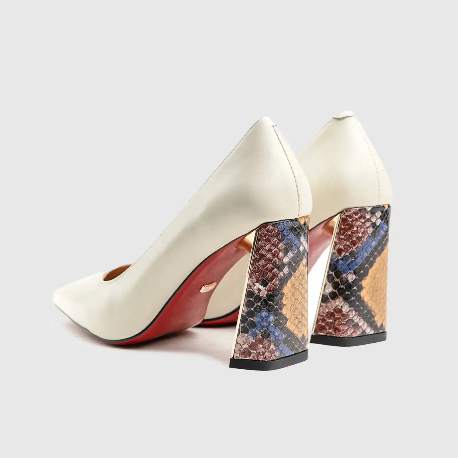 Leather High Heel Court White Lar015