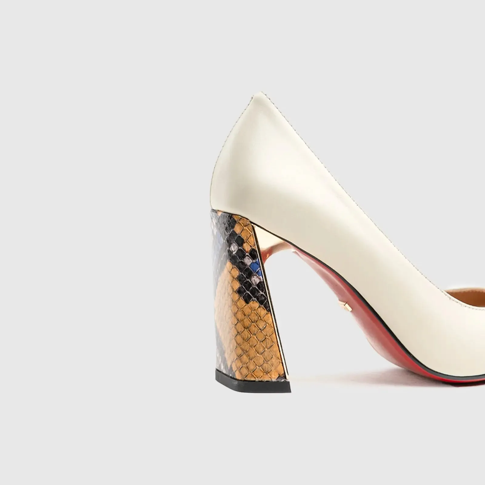 Leather High Heel Court White Lar015