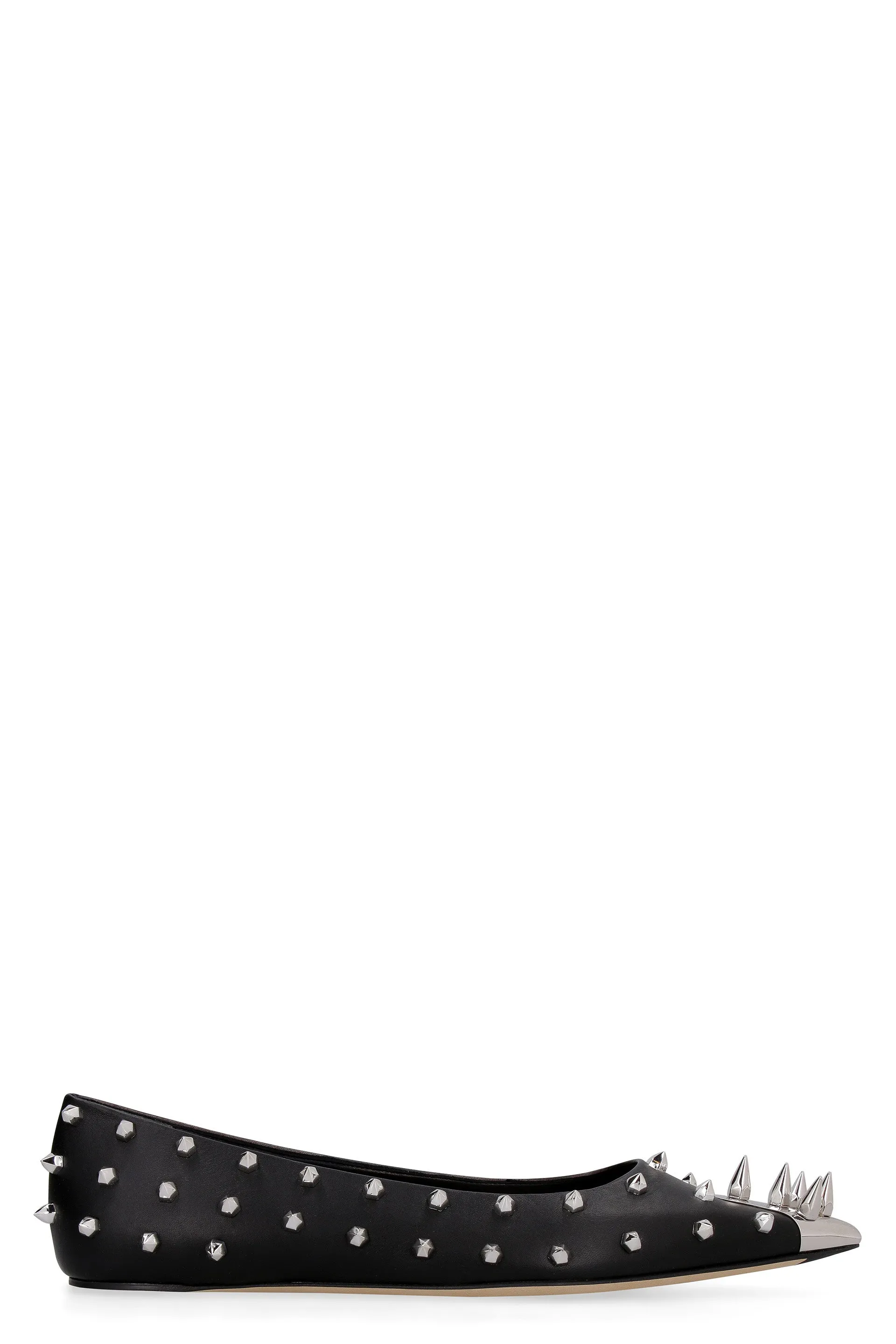 Leather pointy-toe ballet flats