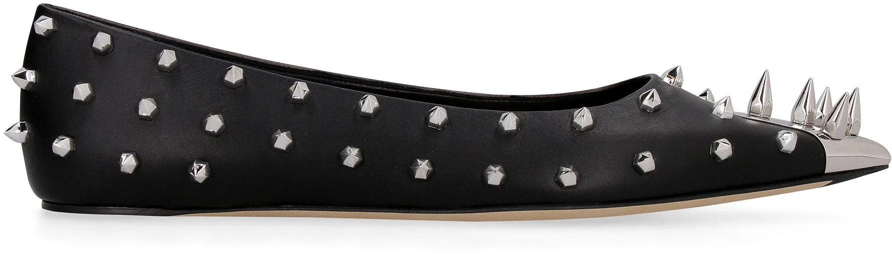 Leather pointy-toe ballet flats
