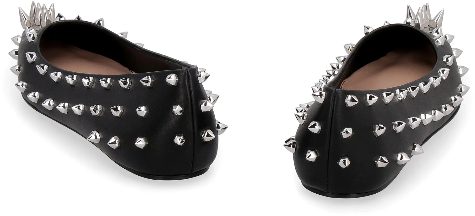 Leather pointy-toe ballet flats