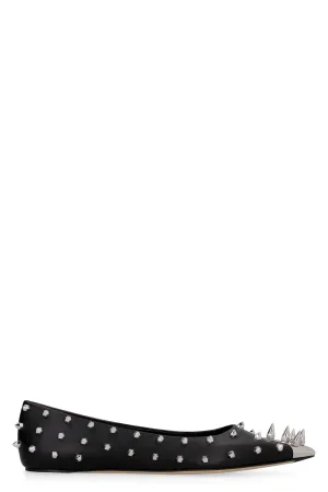 Leather pointy-toe ballet flats