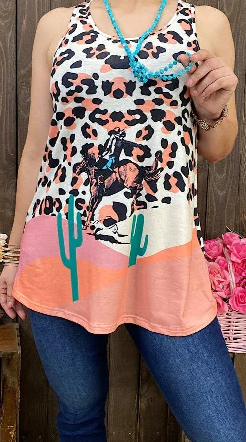 Leopard & Western Print tank top