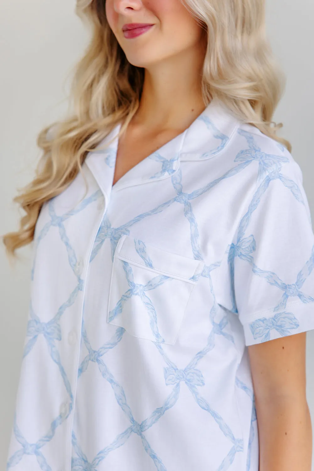 Let Me Lounge Short Sleeve Top (Women's) - Buckhead Blue Belle Meade Bow