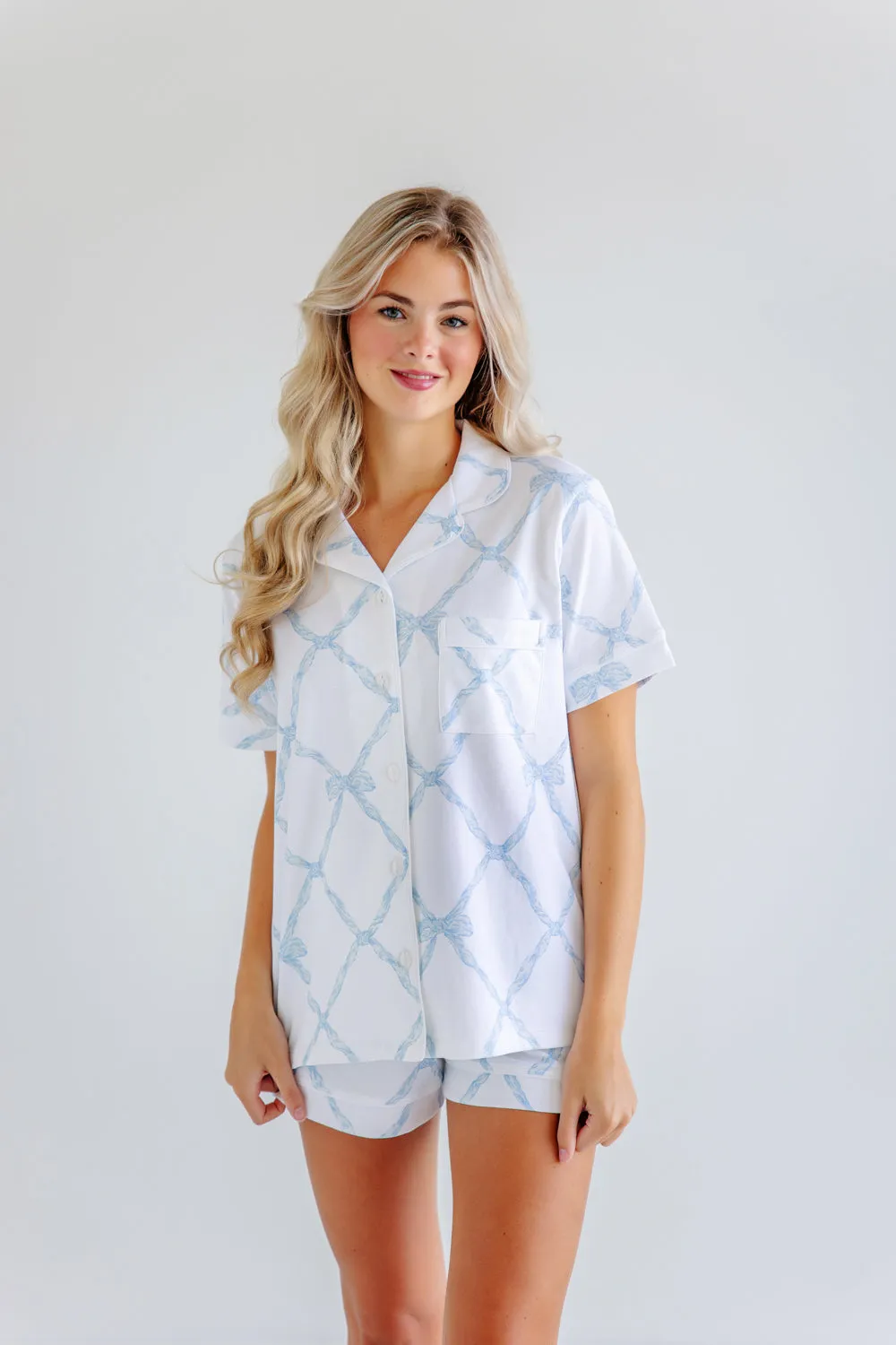 Let Me Lounge Short Sleeve Top (Women's) - Buckhead Blue Belle Meade Bow