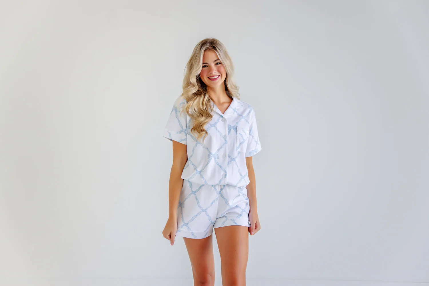 Let Me Lounge Short Sleeve Top (Women's) - Buckhead Blue Belle Meade Bow