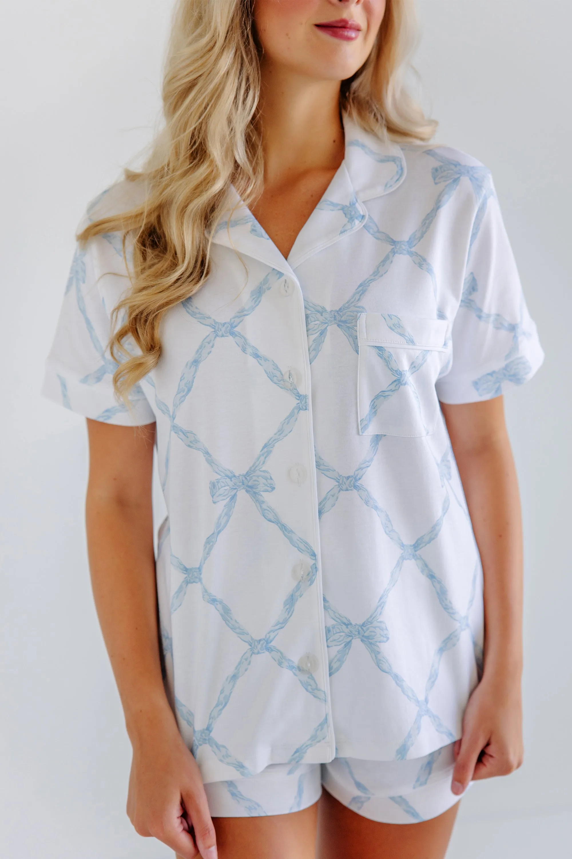 Let Me Lounge Short Sleeve Top (Women's) - Buckhead Blue Belle Meade Bow
