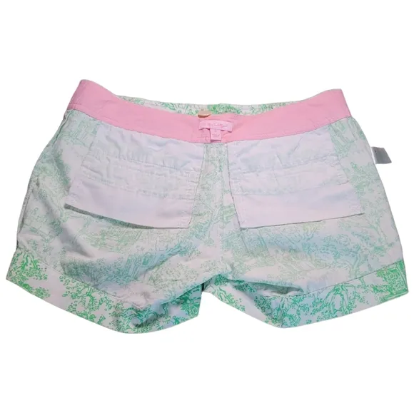Lilly Pulitzer Callahan Shorts Spring Fever Toile Print White Green Party Print