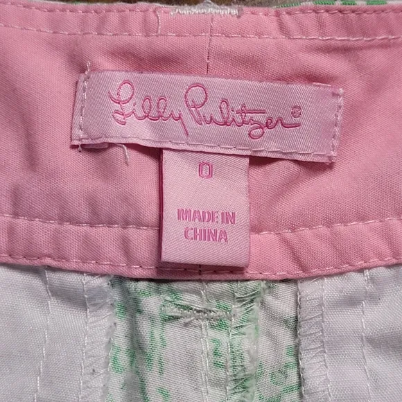 Lilly Pulitzer Callahan Shorts Spring Fever Toile Print White Green Party Print