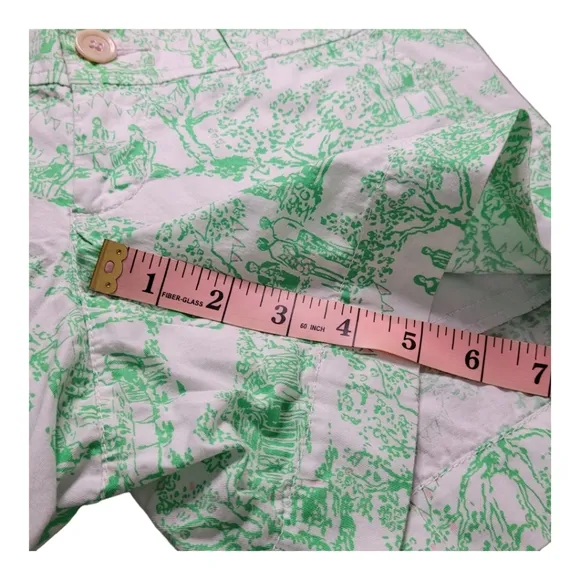 Lilly Pulitzer Callahan Shorts Spring Fever Toile Print White Green Party Print
