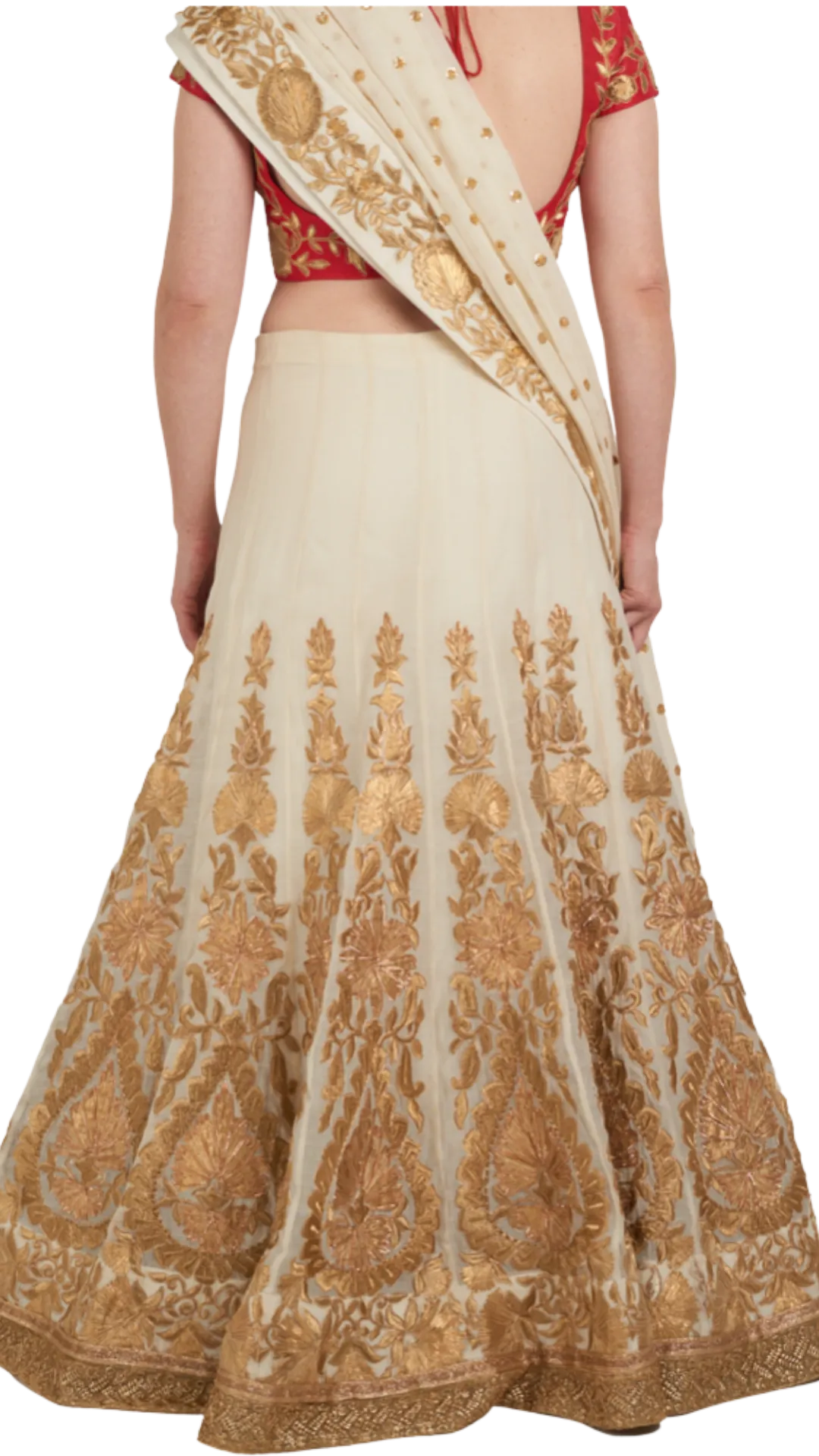 Linen with Gold Embroidered Lehenga