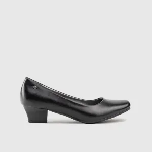 Low Block Heel Court Shoe 10032 Black