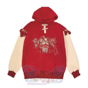 Lucky Tassel Embroidery Frogging Drawstring Hoodie