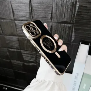 Luxury Magsafe Magnetic Square Plating Butterfly Case For iPhone