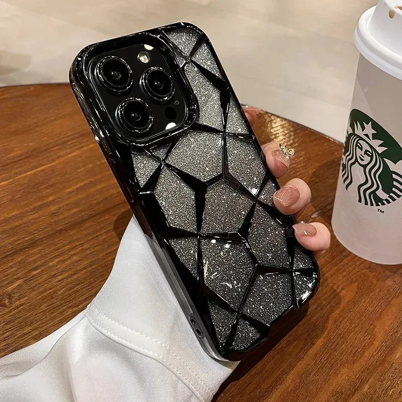 Luxury Soft TPU Shockproof Glitter Bling 3D Cube Diamond Marble Case for iPhone