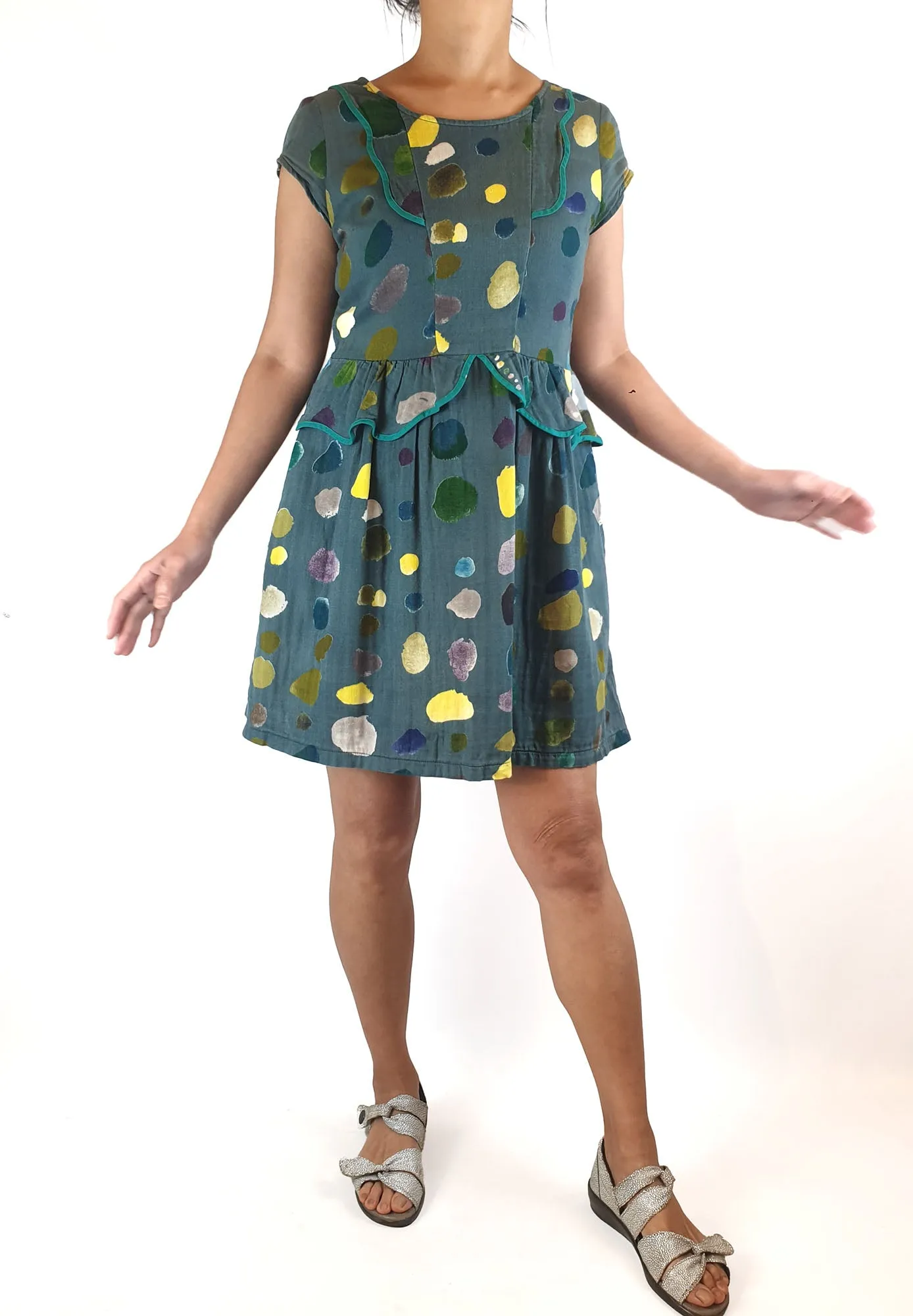 Made590 green print dress size S