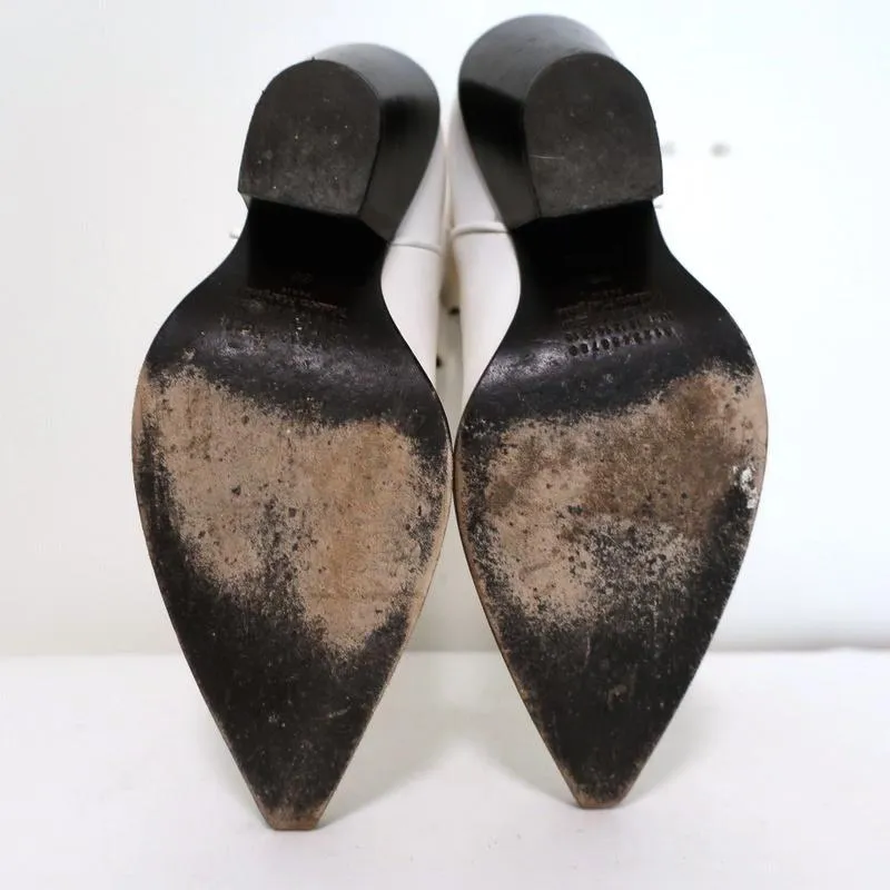 Maison Margiela Mexas Western Ankle Boots White Leather Size 36 Cowboy Booties