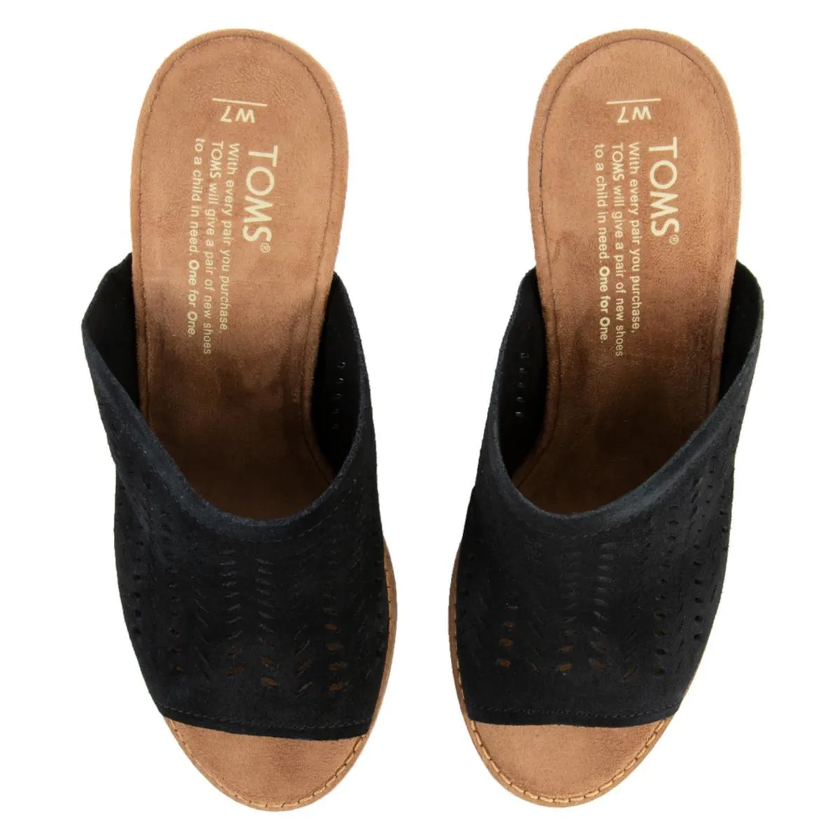 Majorca Mule Heels in Black Suede/Perforated Leaf