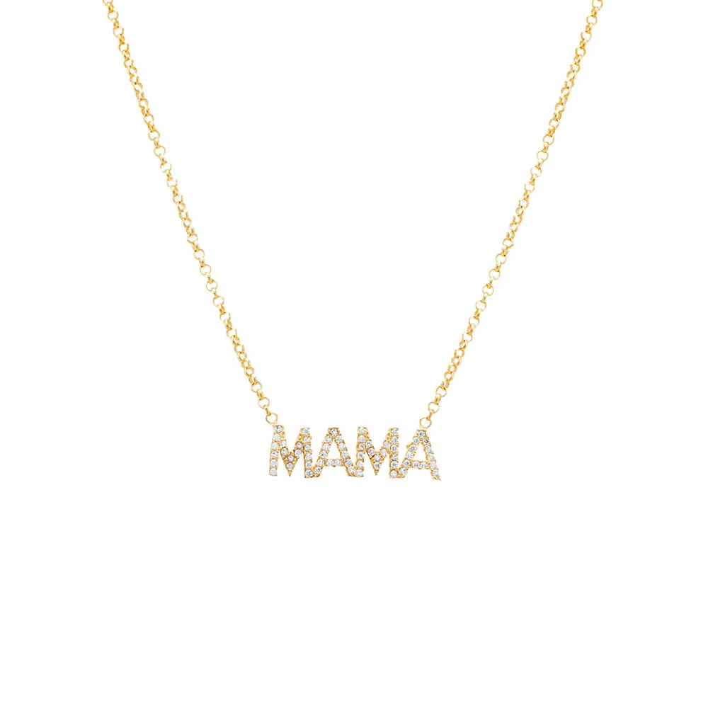 MAMA Pavé Block Nameplate Chain Necklace