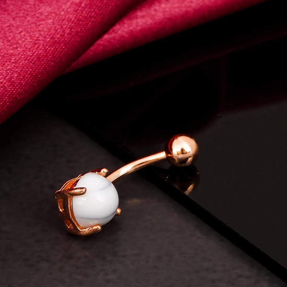 Marble Stone Rose Gold Belly Button Ring