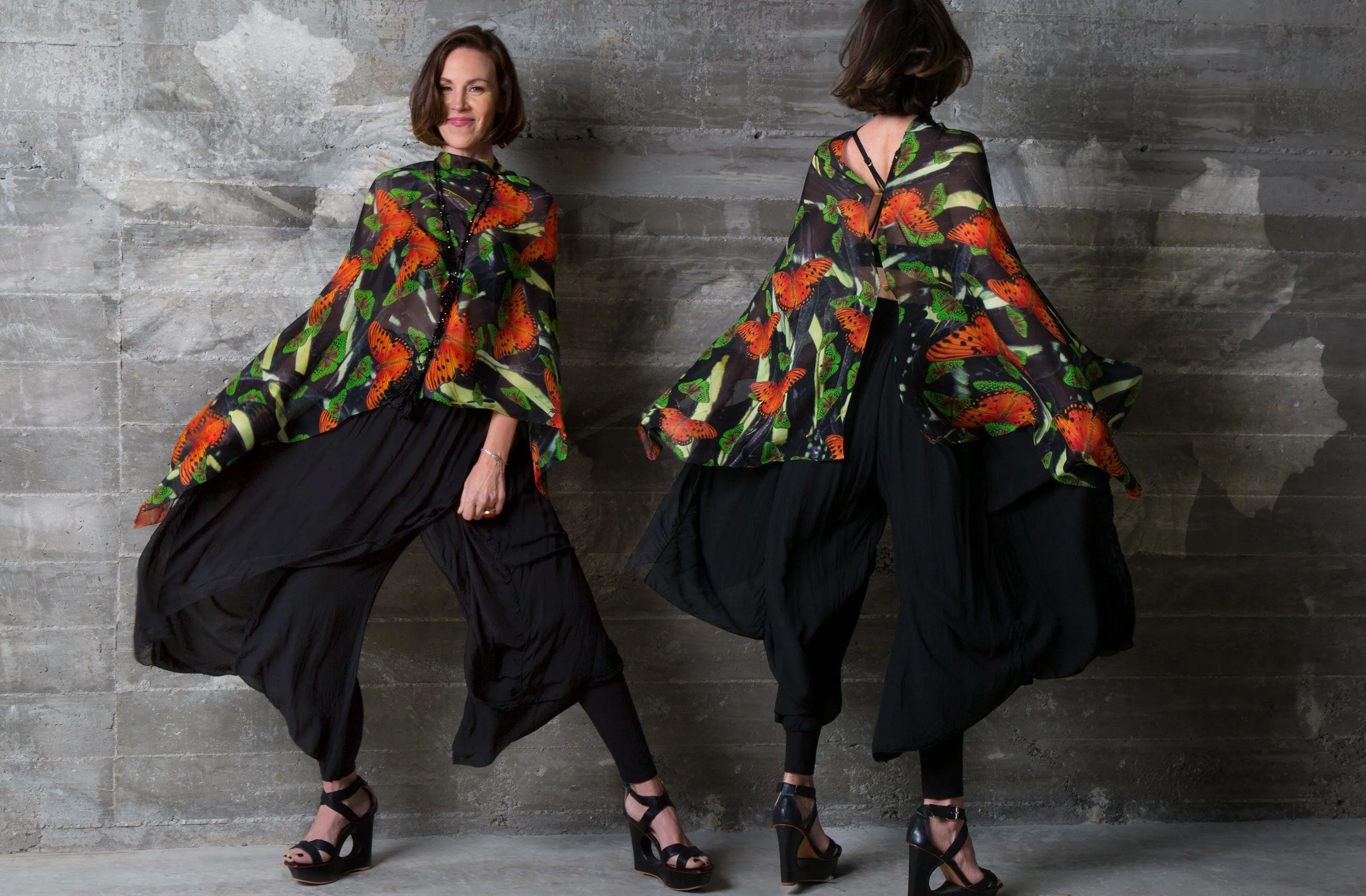Mariposa Silk Chiffon Scarf Wrap